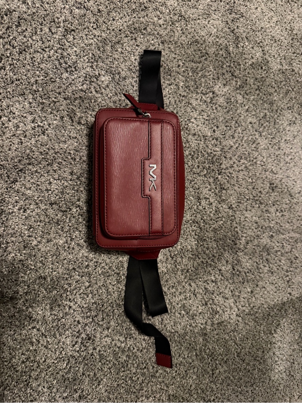 Michael Kors Men's Wine Leather Belt Bag with MK Logo